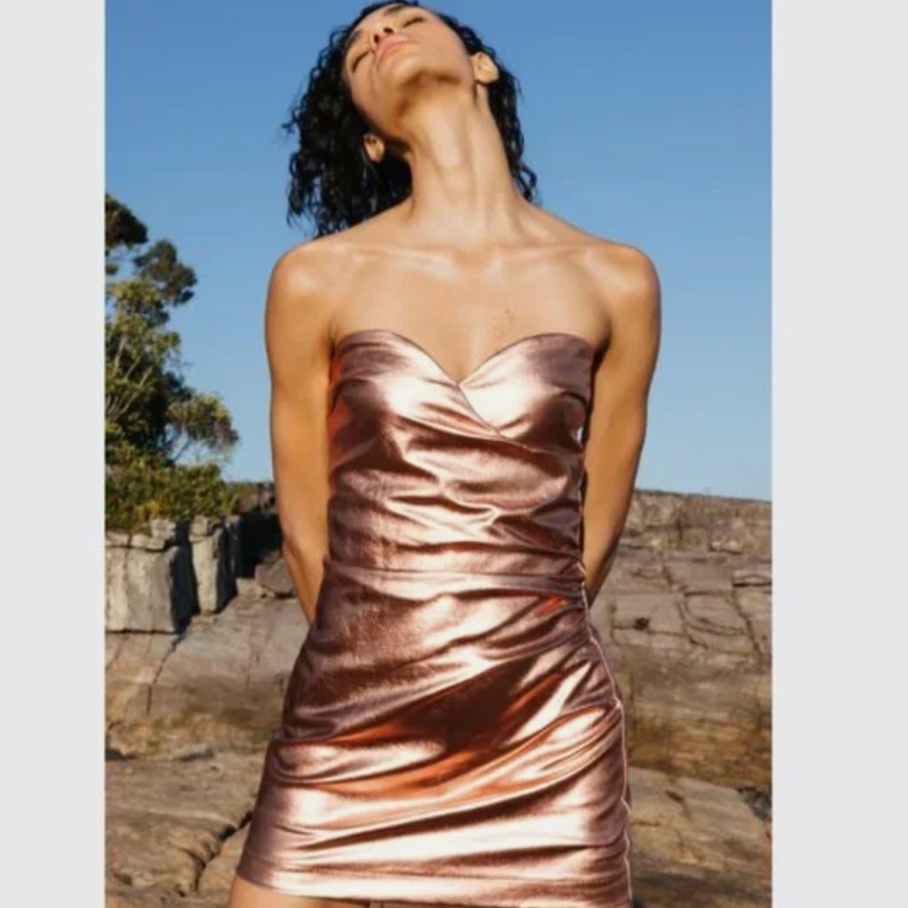 Zara Copper Strapless Dress